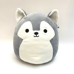 2019 Kelly Toy Squishmallows Ryan the Husky 9" Open Eyes Gray‎ & White Kellytoy
